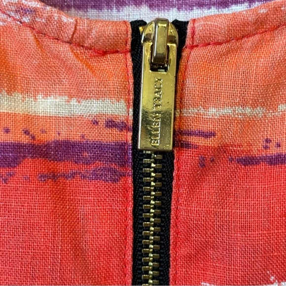 Ellen Tracy Linen Sleeveless Striped Orange Purple Tunic Top Small - Picture 4 of 11